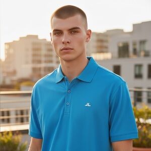 J.Lindeberg Men's Blue Polo Shirt